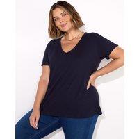 Live Unlimited London Pure Cotton V-Neck T-Shirt Navy
