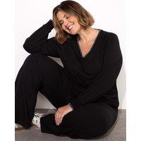 Cotton Rich Blanket Stitch V-Neck Sweatshirt