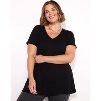 Pure Cotton V-Neck Longline T-Shirt