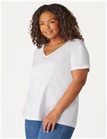 Live Unlimited London Pure Cotton V-Neck T-Shirt White