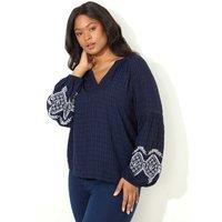 Embroidered V-Neck Top