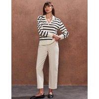 Cotton Rich Striped Collared Relaxed Jumper