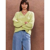 Textured V-Neck Relaxed Jumper
