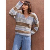 Striped V-Neck Relaxed Jumper