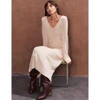 Cotton Rich Knitted V-Neck Midi Column Dress