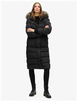 Faux Fur Hooded Longline Coat