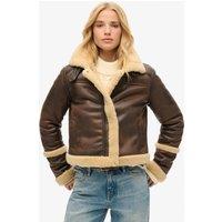 Faux Shearling Cropped Aviator Jacket
