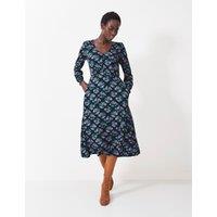 Jersey Floral V-Neck Midi Tea Dress