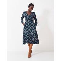 Jersey Floral V-Neck Midi Tea Dress