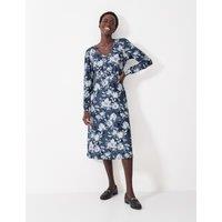 Jersey Floral V-Neck Midi Tea Dress