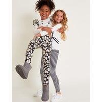 2pk Cotton Rich Floral and Striped Leggings (3-13 Yrs)