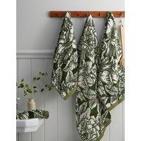 Burleigh X Bedeck Of Belfast Pure Cotton Hibiscus Floral Towel Green