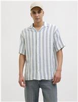 JACK & JONES Pure Cotton Striped Shirt Beige Mix
