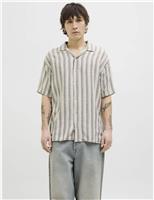 JACK & JONES Pure Cotton Striped Shirt White Mix