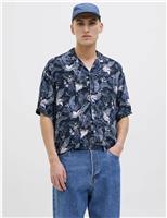 JACK & JONES Hawaiian Cuban Collar Shirt Blue Mix