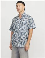 JACK & JONES Pure Cotton Floral Shirt Orange