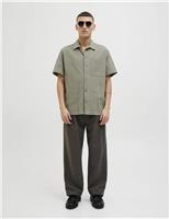 JACK & JONES Pure Cotton Seersucker Textured Shirt Green