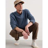 Pure Cotton Ribbed V-Neck Jumper