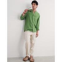 Pure Linen Grandad Collar Shirt