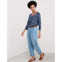 Pure Cotton Floral Scoop Neck Relaxed Top
