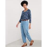 Pure Cotton Floral Scoop Neck Relaxed Top