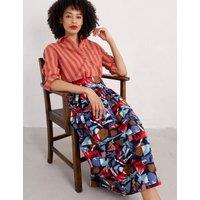 Pure Cotton Printed Midi A-Line Skirt
