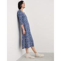Cotton Modal Blend Floral Midi Waisted Dress