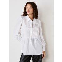 Cotton Rich Collared Pintuck Shirt