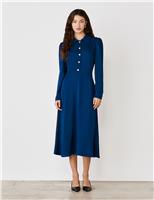 Crepe Satin Midi Skater Dress