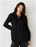Cotton Rich Collared Pintuck Shirt