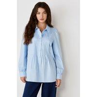 Finery London Cotton Rich Collared Pintuck Shirt Light Blue