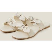 Leather Bow Flat Sliders