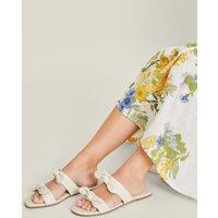 Leather Bow Flat Sliders