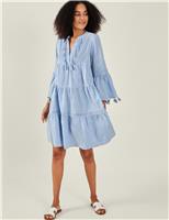 Pure Cotton V-Neck Embroidered Beach Dress