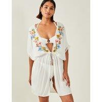 Floral Embroidered Mini Kaftan Dress