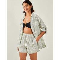 Cotton Rich Striped Beach Shirt with Linen