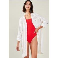 ACCESSORIZE Collared Beach Shirt with Linen White