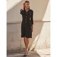 Jersey Button Detail Knee Length Shirt Dress