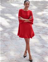 SOSANDAR Ruffle Hem Shift Dress Pink