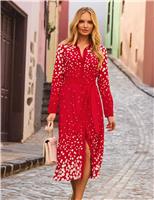 Polka Dot Tie Waist Midi Shirt Dress