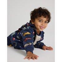 Pure Cotton Car Print Zip Hoodie (1-7 Yrs)