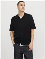 JACK & JONES Cotton Rich Knitted Shirt Black