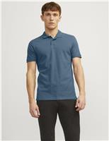 JACK & JONES Slim Fit Pure Cotton Polo Shirt Blue