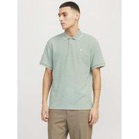 JACK & JONES Cotton Blend Waffle Textured Polo Shirt Green