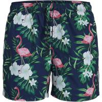 Floral and Flamingo Print Swim Shorts