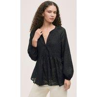 Finery London Cotton Rich Chiffon Paisley Shirred Blouse Black
