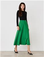 Finery London Jersey Midi A-Line Skirt Green