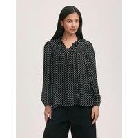 Finery London Kiya Crepe Spot Print Tie Neck Blouse Black Mix