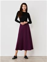 Finery London Jersey Midi A-Line Skirt Purple