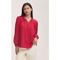 Finery London Kiya Crepe Spot Print Tie Neck Blouse Red Mix